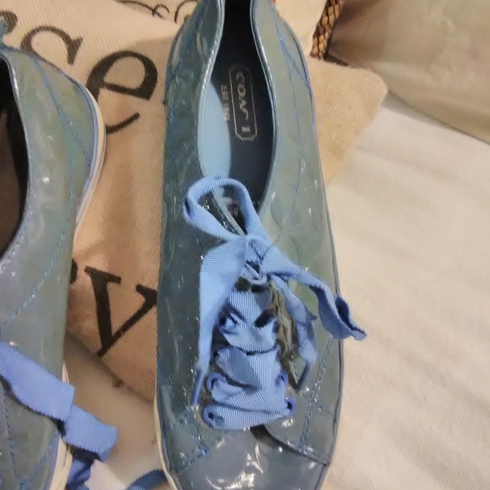 Blue "Coach" patent leather sneakers size 8